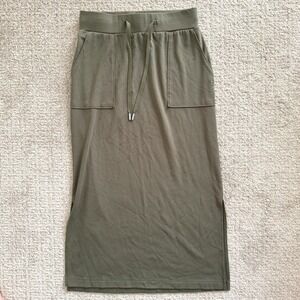 Cozy Earth Brushed Bamboo XS Olive Green Midi Skirt Drawstring Comfy Athleisure